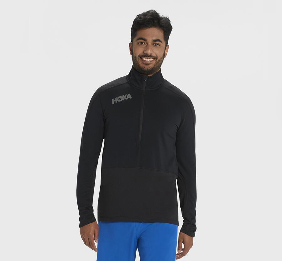 Top Hoka One One Masculino Pretas - 1/2 Ziper Midlayer - 190-FJAMIX